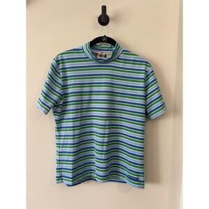 Vintage Levi's Women Top Short Sleeve Mock Neck Retro Stripped Large